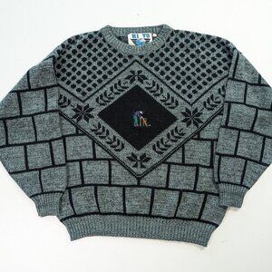 vintage knitted 1980s / 1990s sweater hi yu made in korea cricket golf old money